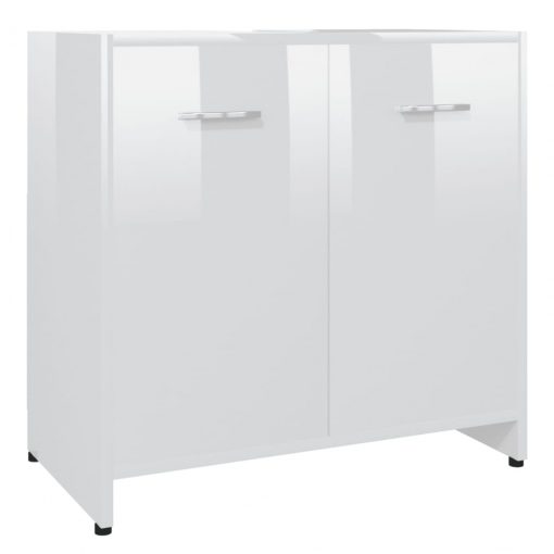 Kopalniška omarica visok sijaj bela 60x33x61 cm iverna plošča