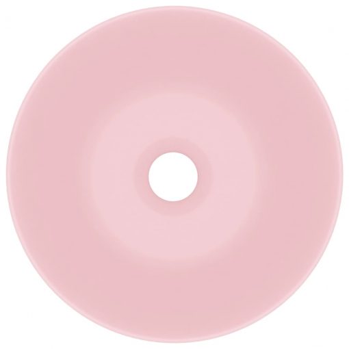 Kopalniški umivalnik keramičen mat roza barve okrogel
