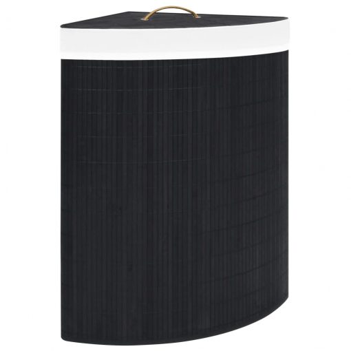 Kotna košara za perilo iz bambusa črna 60 L