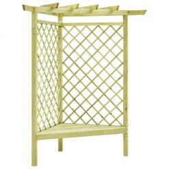 Kotna pergola s klopjo 130x130x197 cm impregnirana borovina