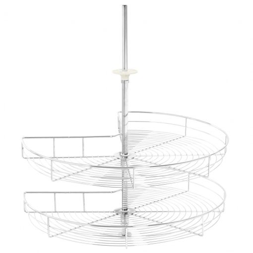 Kuhinjska košara 2-nadstropna srebrna vrtljiva 71x71x80 cm