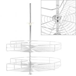 Kuhinjska košara 2-nadstropna srebrna vrtljiva 71x71x80 cm