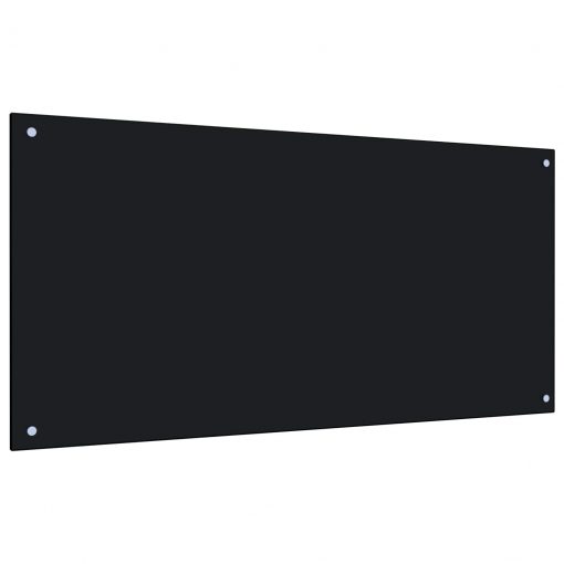 Kuhinjska zaščitna obloga črna 120x60 cm kaljeno steklo