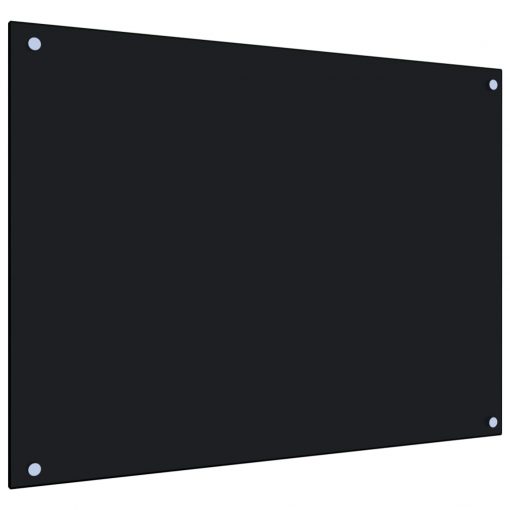 Kuhinjska zaščitna obloga črna 80x60 cm kaljeno steklo