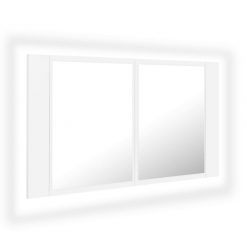 LED kopalniška omarica z ogledalom bela 80x12x45 cm