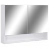 LED kopalniška omarica z ogledalom bela 80x15x60 cm MDF