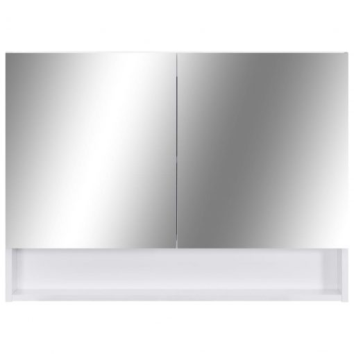 LED kopalniška omarica z ogledalom bela 80x15x60 cm MDF