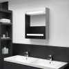 LED kopalniška omarica z ogledalom betonsko siva 50x14x60 cm