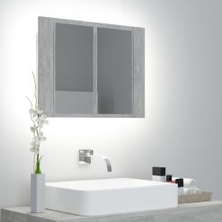 LED kopalniška omarica z ogledalom betonsko siva 60x12x45 cm