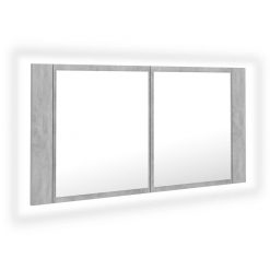 LED kopalniška omarica z ogledalom betonsko siva 90x12x45 cm