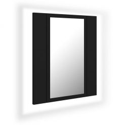 LED kopalniška omarica z ogledalom črna 40x12x45 cm