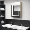 LED kopalniška omarica z ogledalom hrast 50x13x70 cm