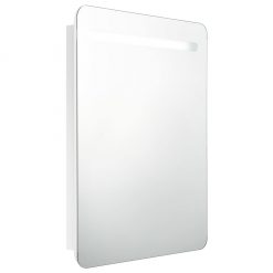 LED kopalniška omarica z ogledalom sijoče bela 60x11x80 cm