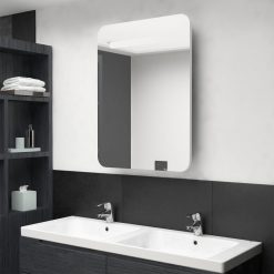 LED kopalniška omarica z ogledalom sijoče bela 60x11x80 cm