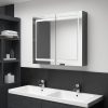 LED kopalniška omarica z ogledalom sijoče siva 80x12x68 cm