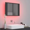LED kopalniška omarica z ogledalom siva 60x12x45 cm
