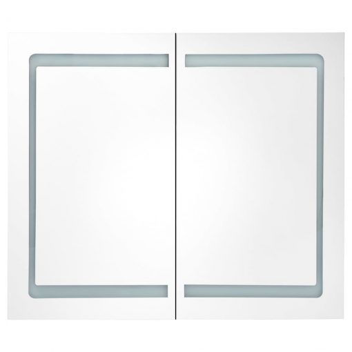 LED kopalniška omarica z ogledalom siva 80x12x68 cm