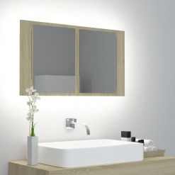 LED kopalniška omarica z ogledalom sonoma hrast 80x12x45 cm