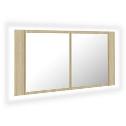 LED kopalniška omarica z ogledalom sonoma hrast 90x12x45 cm