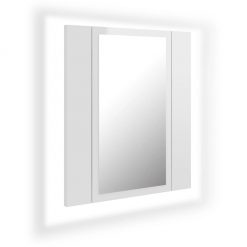 LED kopalniška omarica z ogledalom visok sijaj bela 40x12x45 cm
