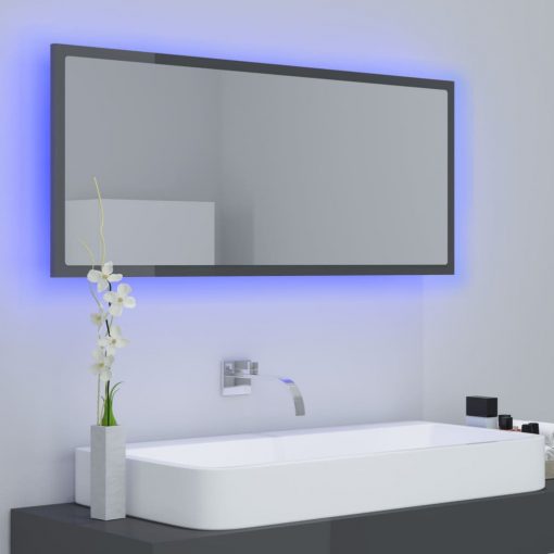 LED kopalniško ogledalo visok sijaj sivo 100x8