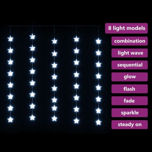 LED zavesa z zvezdicami 200 LED lučk hladno bela 8 funkcij