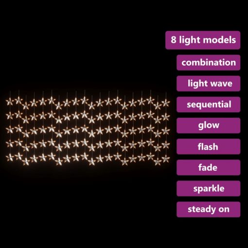 LED zavesa z zvezdicami 500 LED lučk toplo bela 8 funkcij