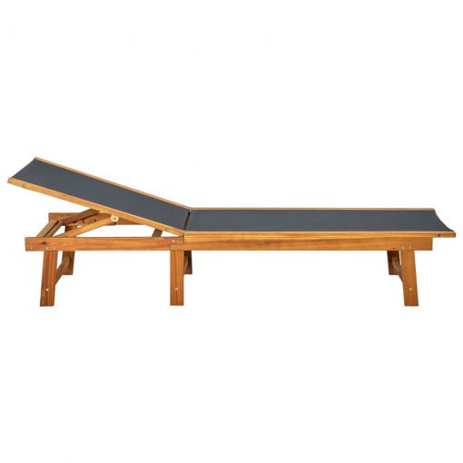 Ležalnik z mizico trden akacijev les in tekstil