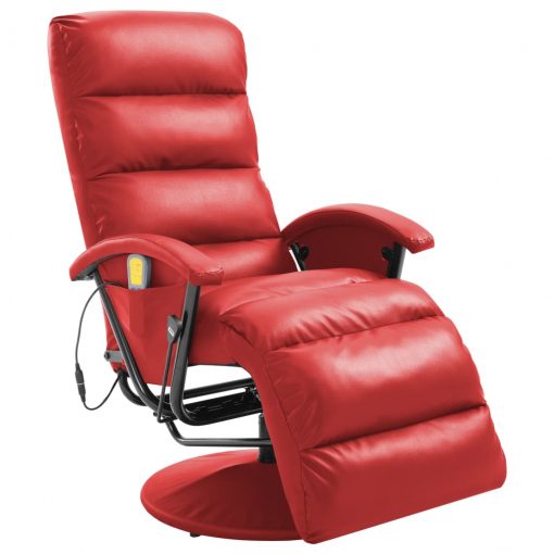 Masažni TV fotelj rdeče umetno usnje