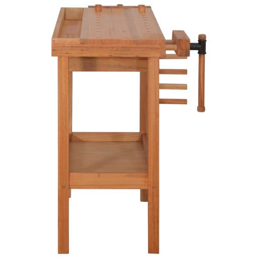 Mizarska delovna miza s predalom in 2 primežema trden les