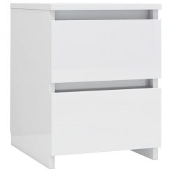 Nočna omarica visok sijaj bela 30x30x40 cm iverna plošča
