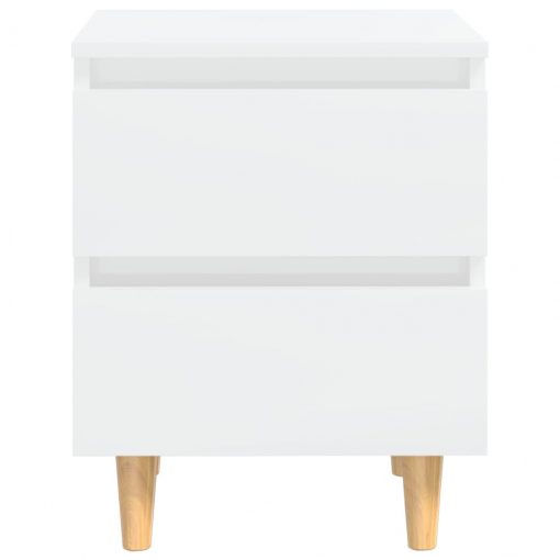 Nočna omarica z nogami iz borovine visok sijaj bela 40x35x50 cm