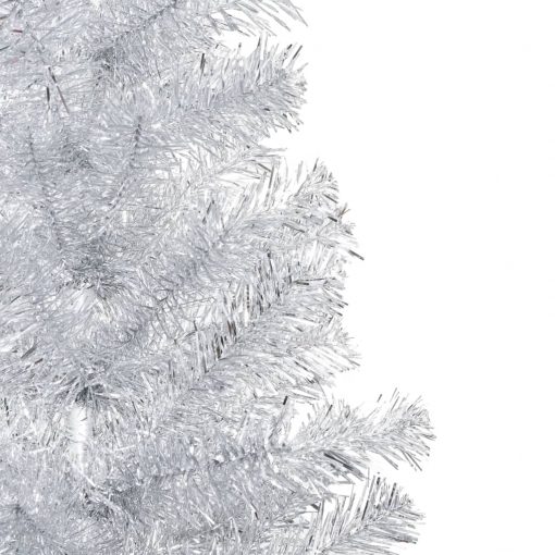 Novoletna jelka z LED lučkami in bučkami srebrna 180 cm PET