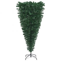 Obrnjena umetna novoletna jelka s stojalom zelena 210 cm