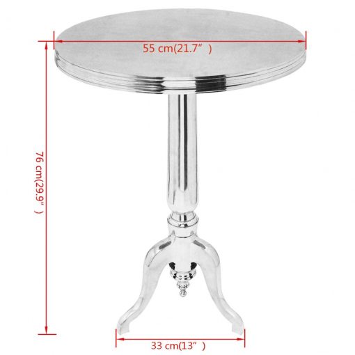 Odstavna mizica okrogla aluminij srebrne barve