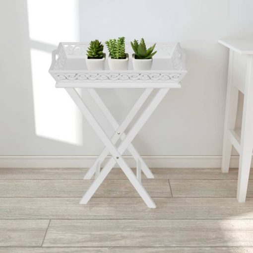 Odstavna mizica s pladnjem bela