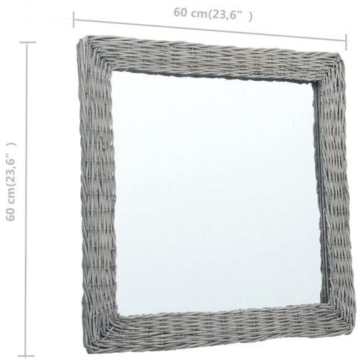 Ogledalo 60x60 cm s pletenim okvirjem