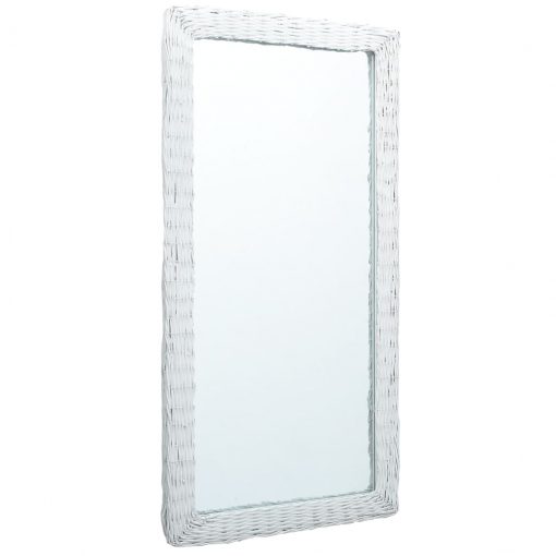 Ogledalo belo 120x60 cm s pletenim okvirjem