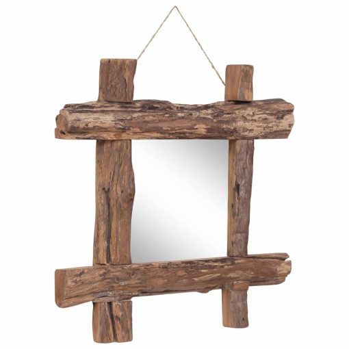 Ogledalo iz hlodov naravno 50x50 cm trden predelan les
