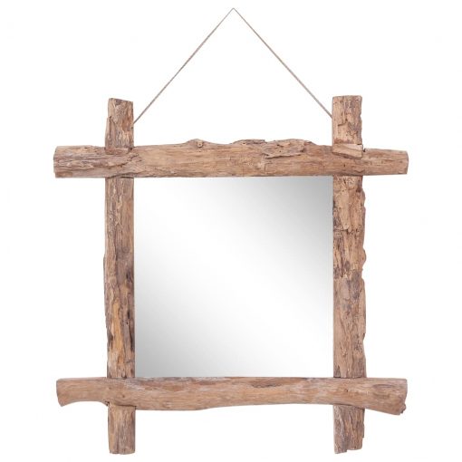 Ogledalo iz hlodov naravno 70x70 cm trden predelan les