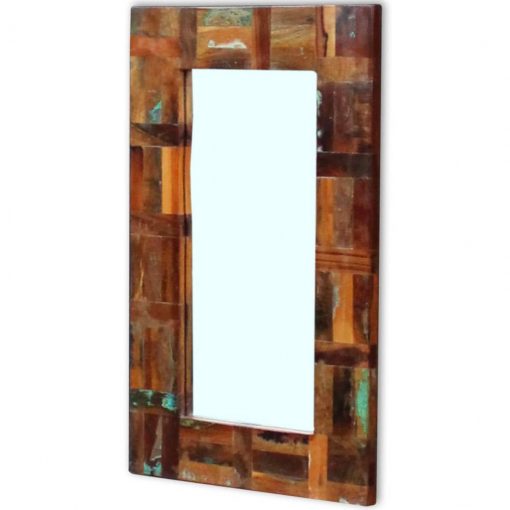 Ogledalo iz trdnega predelanega lesa 80x50 cm