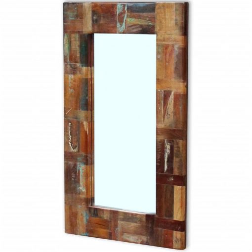 Ogledalo iz trdnega predelanega lesa 80x50 cm