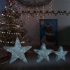 Okrasne božične zvezde 3 kosi LED siva mreža zunanje/notranje