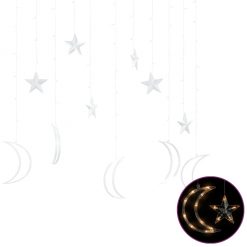 Okrasne lučke zvezde in lune z daljincem 138 LED toplo bele