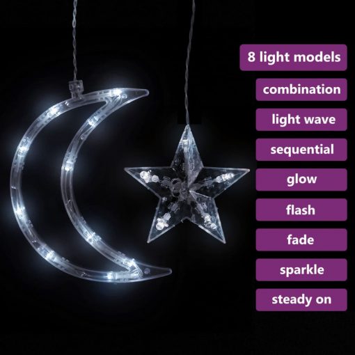 Okrasne lučke zvezde in lune z daljincem 345 LED hladno bele