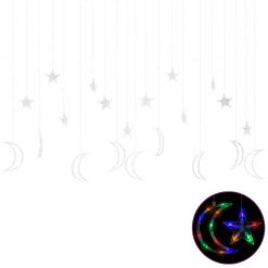 Okrasne lučke zvezde in lune z daljincem 345 LED lučk barvne