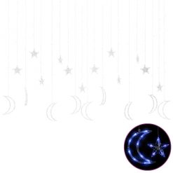 Okrasne lučke zvezde in lune z daljincem 345 LED lučk modre