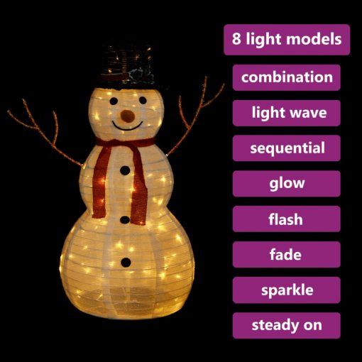 Okrasni novoletni snežak LED razkošno blago 90 cm