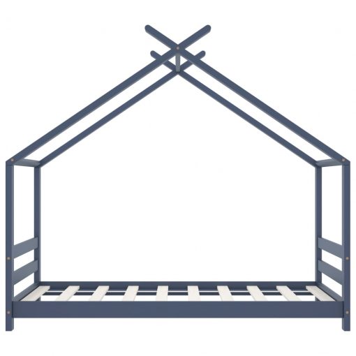 Otroški posteljni okvir siv iz trdne borovine 80x160 cm