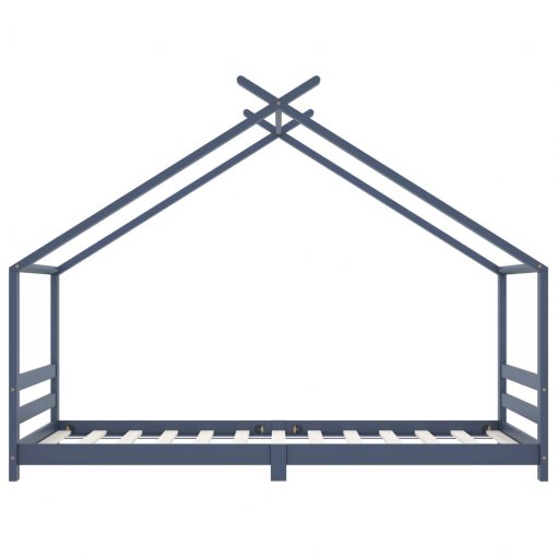 Otroški posteljni okvir siv iz trdne borovine 90x200 cm